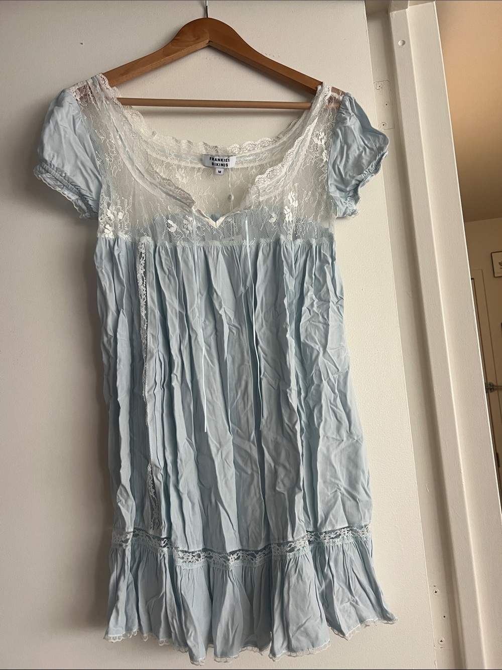 Frankie B. Pale Blue Lace-Trim Chemise
